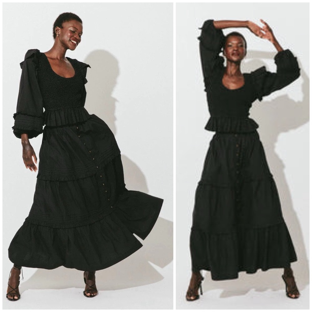Cleobella Black Tiered Maxi Skirt